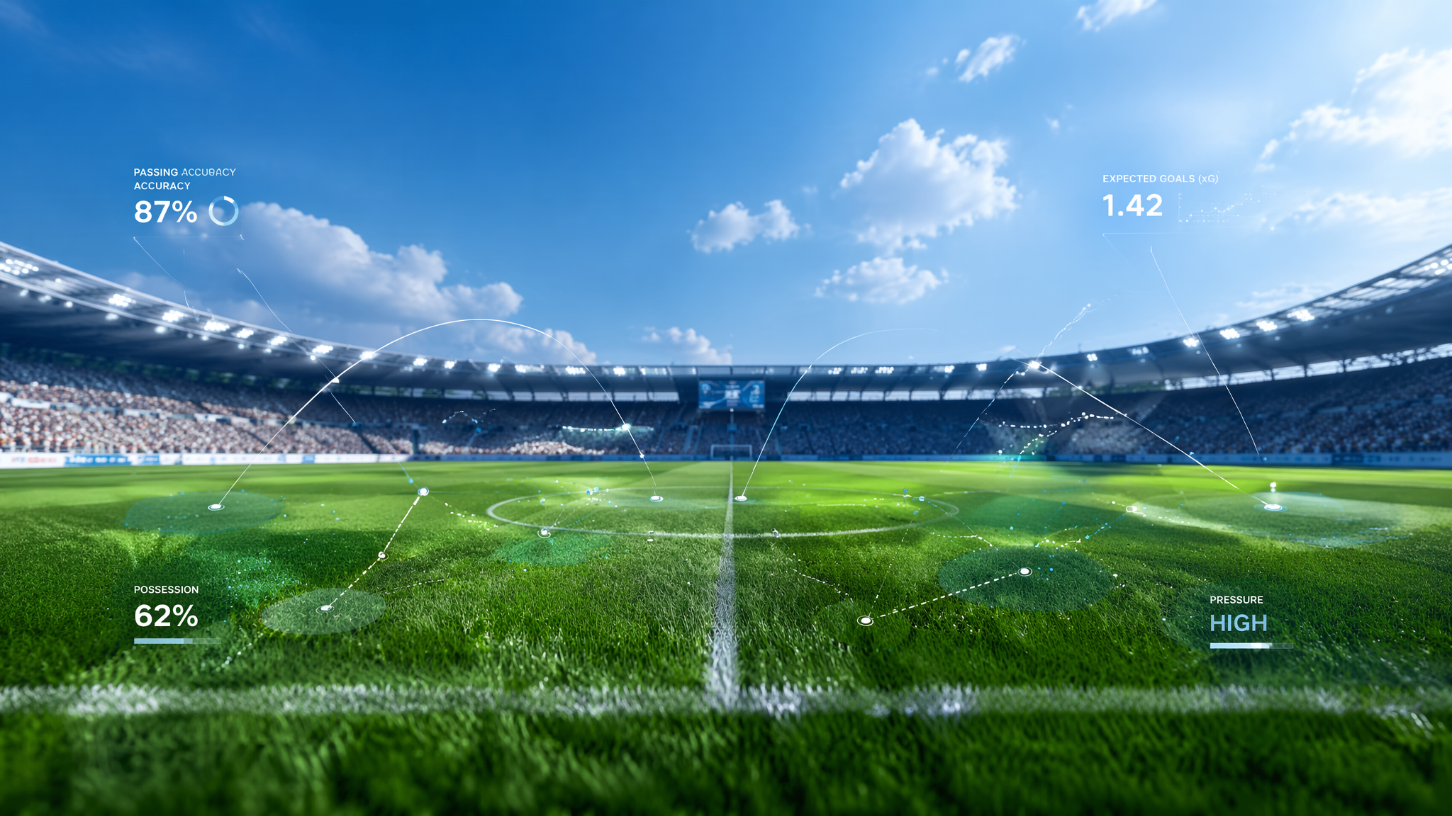 Floodlit football stadium with pitch atmosphere